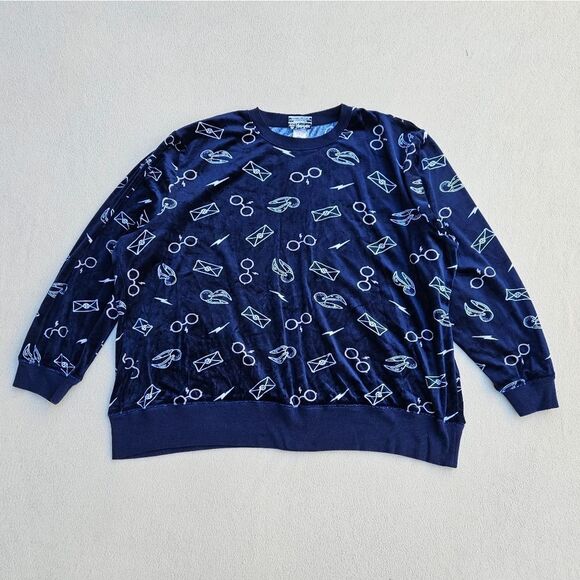 Harry Potter Navy Blue and White Velour Long Sleeve Top and Jogger Pants Set - Picture 3 of 16